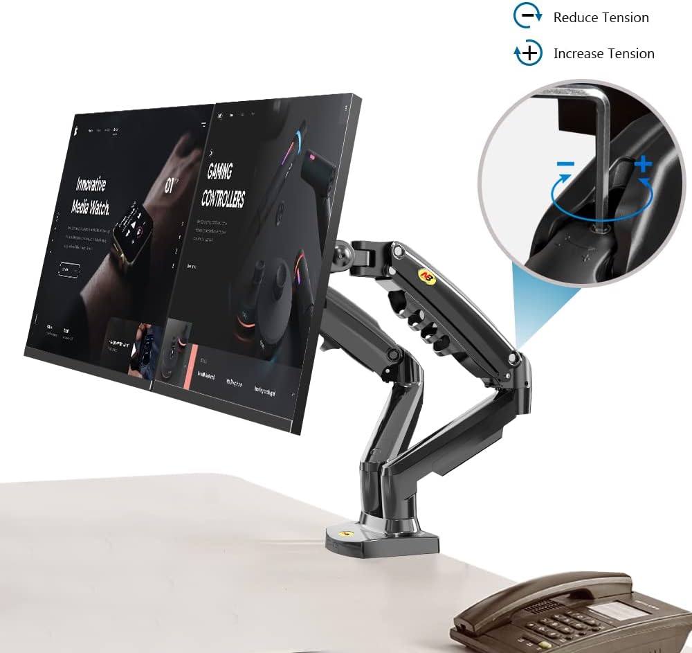 Dual Monitor Desk Mount Stand Gas Spring 360 Degree Full Rotation ; Computer Monitor Arm for Two Screens 17″ – 27″ Inch with 2~9 Kg Load Capacity for Each Display ; F160 Dual Monitor Desk Mount Stand Gas Spring 360 Degree Full Rotation ; Computer Monitor Arm for Two Screens 17″ – 27″ Inch with 2~9 Kg Load Capacity for Each Display ; F160
